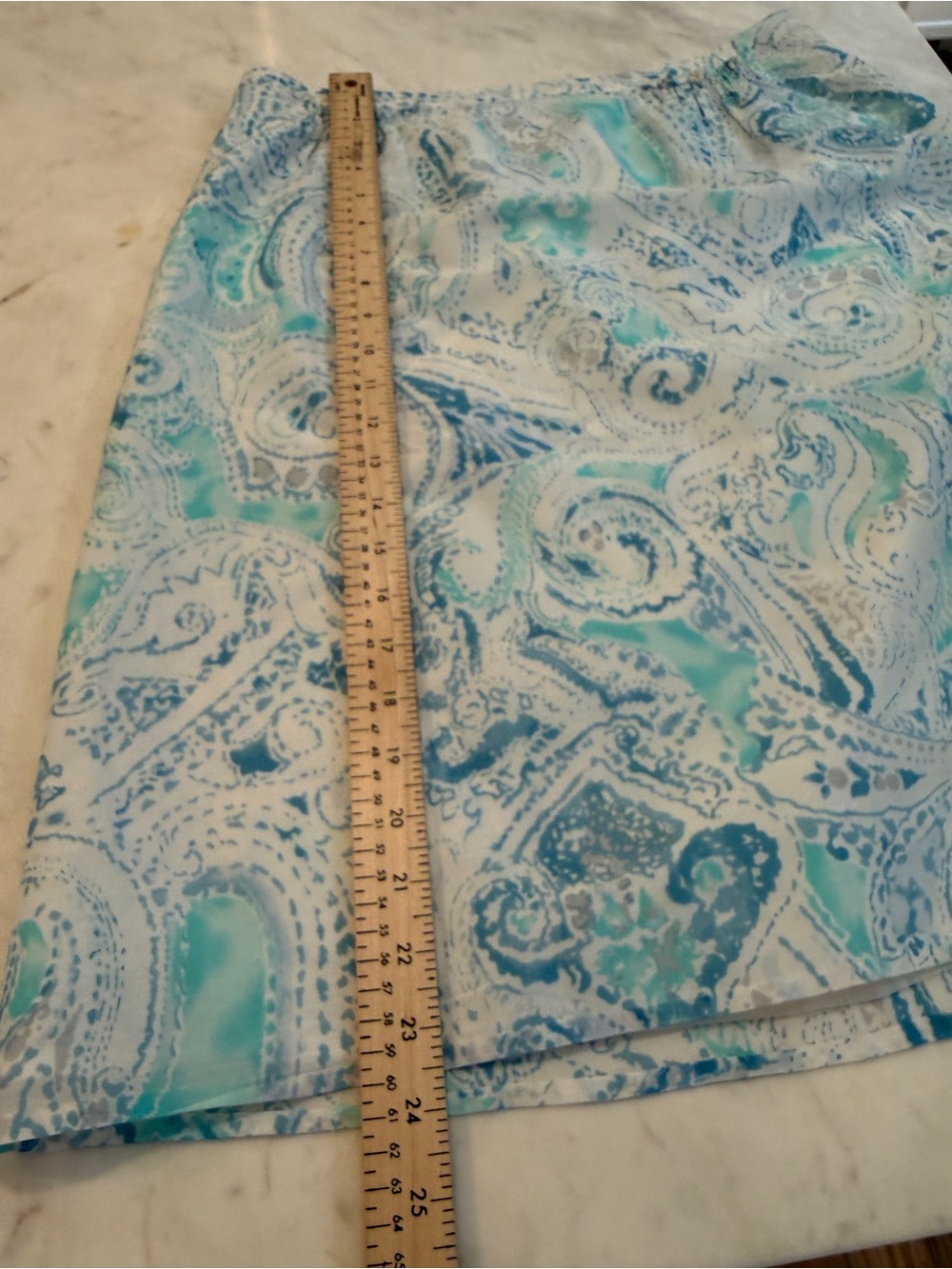 Pendleton Blue Aqua Paisley Cotton Silk A-Line Skirt Lined Front Pockets Size 8 - Picture 7 of 7